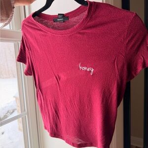 Crop maroon shirt “honey”